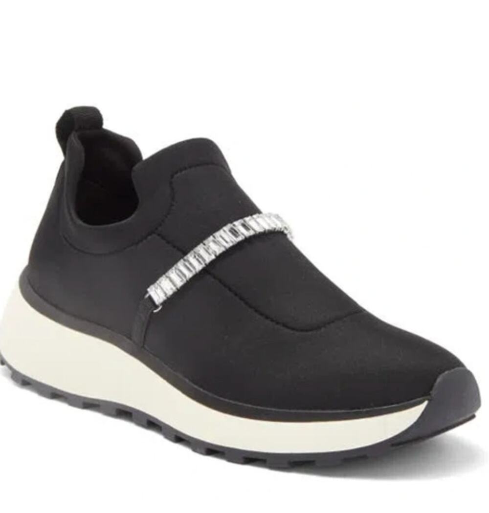 Nordstrom Rack Lisbon Sneakers 6 Black Jewel Embellished Glam Slip On Comfort